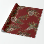 Gräs Cone Mönster Presentpapper<br><div class="desc">Omslagning av Pappra Gräs Cone Mönster Watercolor Festive/jul/Unique Anpassade BACKGROUND FÄRG</div>