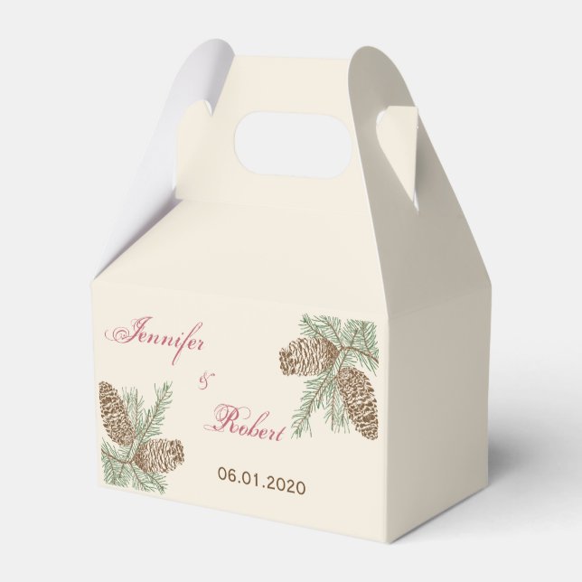 Gräs Cone-natur på Cream Bröllopsboxen Presentaskar (Framsidan Sidan)