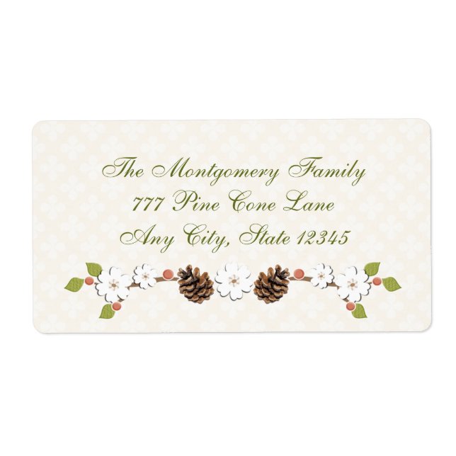 Gräs Cone och Flower Laurel och Berries Fraktsedel (Framsidan)