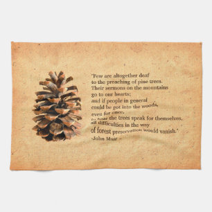 Gräs Cone och John Muir Quote Kökshandduk