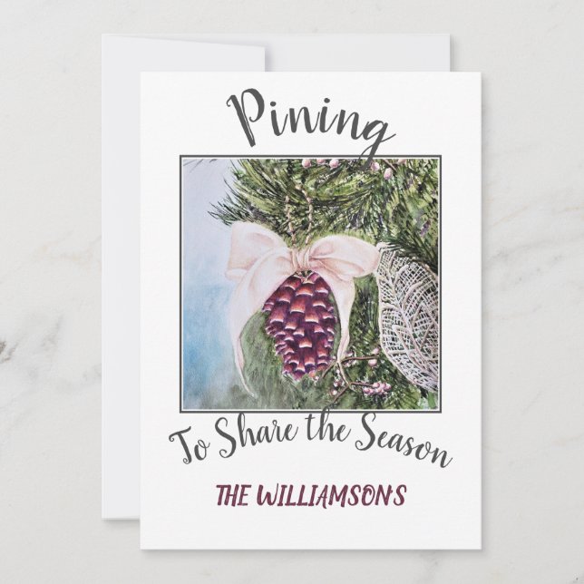 Gräs Cone och Ribbon med foto Julkort (Framsida)