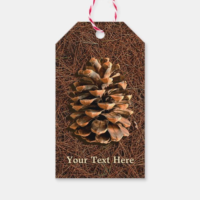 Gräs Cone on Fallen Nål Presentetikett (Framsidan)