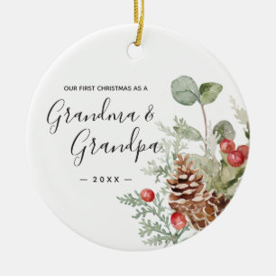 Gräs Cone Wandan Grandma Grandpa Första jul Julgransprydnad Keramik
