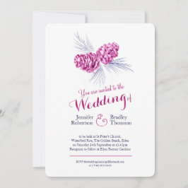 Gräs cones art plum navy vinterbröllop inbjudan