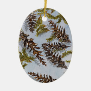 Gräs Cones Evergreen Grenar Helgdag Ornament