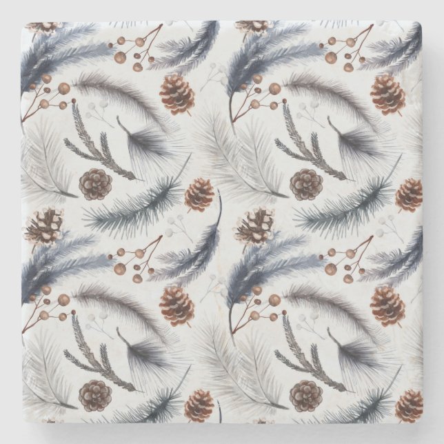 Gräs Cones & Gräs Nål Mönster Stenunderlägg (Framsidan)