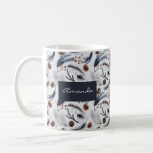 Gräs Cones & Gräs Nål Watercolor Mönster Kaffemugg