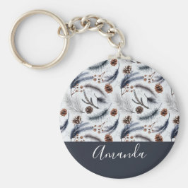 Gräs Cones & Gräs Nål Winter Mönster Nyckelring