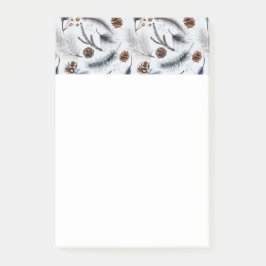 Gräs Cones & Gräs Nål Winter Mönster Post-it Block