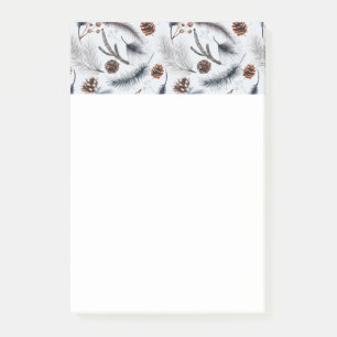 Gräs Cones & Gräs Nål Winter Mönster Post-it Block