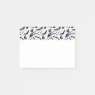 Gräs Cones & Gräs Nål Winter Mönster Post-it Block