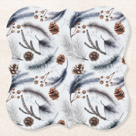 Gräs Cones & Gräs Nål Winter Mönster Underlägg Papper