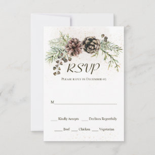 Gräs Cones Greenery Winter Wedding OSA kort