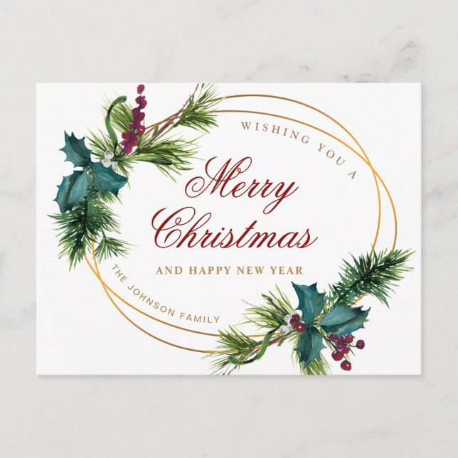 Gräs Cones Julhälsningar elegant i Guld jul Vykort (Framsida)