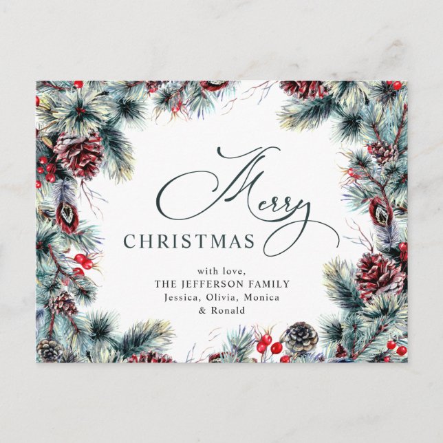 Gräs Cones Julhälsningar julkrans Vykort (Framsida)