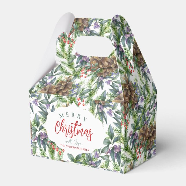 Gräs cones mönster God jul blommigt Presentaskar (Framsidan Sidan)