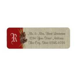 Gräs Cones och Burlap Red Returadress Etikett