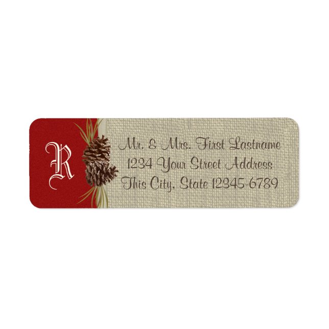 Gräs Cones och Burlap Red Returadress Etikett (Framsidan)