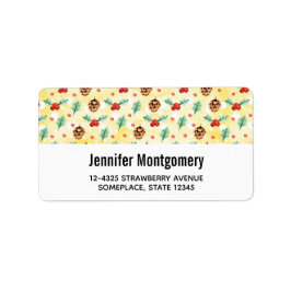 Gräs Cones och Holly jul Mönster Adressetikett