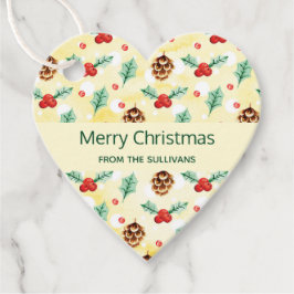 Gräs Cones och Holly jul Mönster Gåvor Etiketter