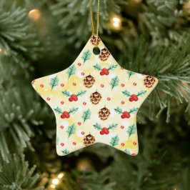 Gräs Cones och Holly jul Mönster Julgransprydnad Keramik