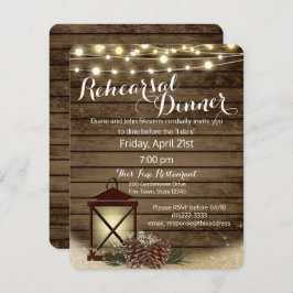 Gräs Cones och Lantern Rustic Rehearsal Middag Inbjudningar