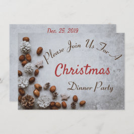 Gräs Cones och Walnut vid jul i Snö Inbjudningar