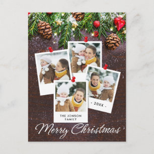 Gräs Cones Rustic Julfoto Helgdagar Helgdag Vykort