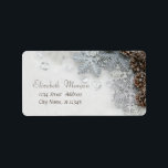 Gräs Cones,Snöflingor jul Adressetikett<br><div class="desc">Gräs är med snöflingor. En elegant och en sofistikerad design. Anpassa med ditt namn och information om adress.</div>