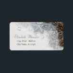 Gräs Cones,Snöflingor jul Adressetikett<br><div class="desc">Gräs är med snöflingor. En elegant och en sofistikerad design. Anpassa med ditt namn och information om adress.</div>
