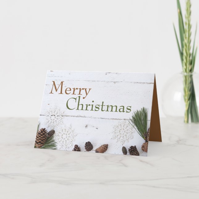 Gräs Cones & Snöflingor, julen Hälsning Kort (Framsida)