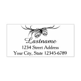 Gräs Cones Woodland Nature Adress Självfärgande Stämpel