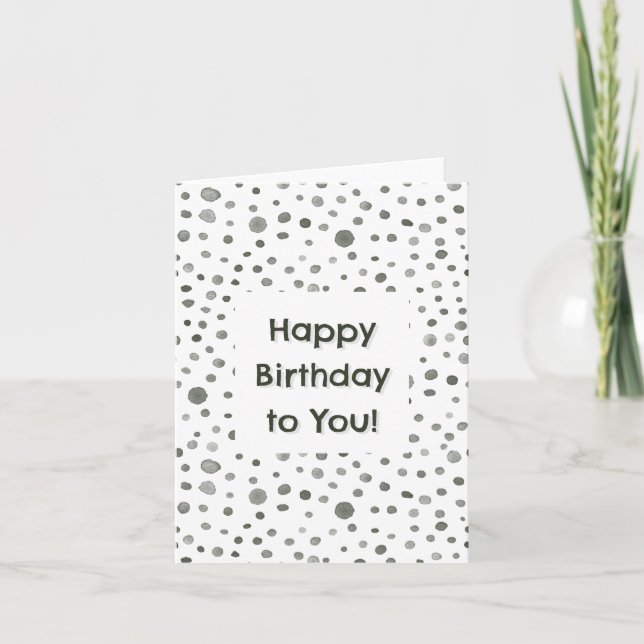 Gräs Confetti Watercolor Dots Birthday Card Kort (Framsida)