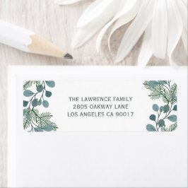 Gräs Eucalyptus Foliage jul Helgdag Adress Returadress Etikett