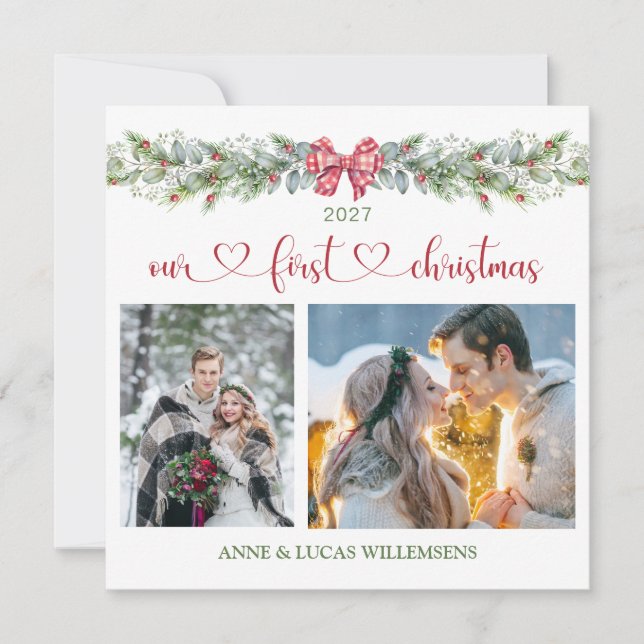 Gräs eukalyptus vårt första fotopatkort för julfot (Framsida)