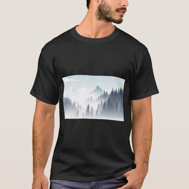 Gräs Foggy-skog T Shirt (Framsida)