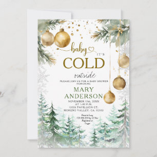 Gräs Forest Guld Ornaments-jul Baby Shower Inbjudningar