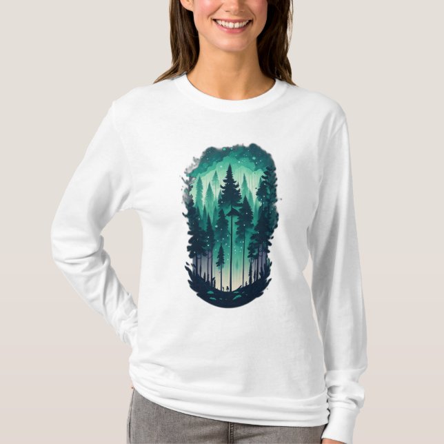 Gräs Forest Landscape Women's Långärmad T-Shirt (Framsida)