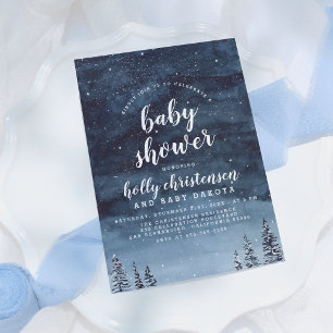 Gräs Forest & Night Himlar Winter Baby Shower Inbjudningar
