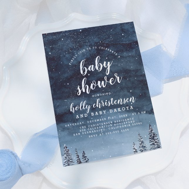 Gräs Forest & Night Himlar Winter Baby Shower Inbjudningar (Skapare uppladdad)