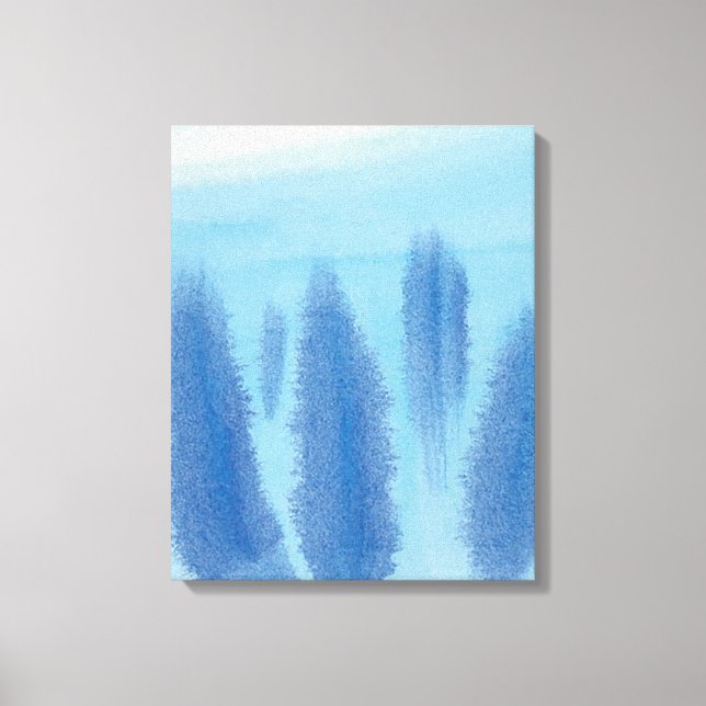 Gräs Forest Winter Träd Lilac Blue Watercolor Canvastryck (Framsida)