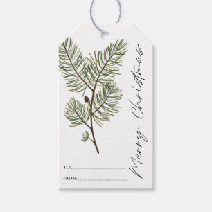 Gräs God jul, minimalistiskt Grönt bladverk Presentetikett
