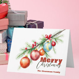 Gräs Gren med Elegant Jul Baubles Kort