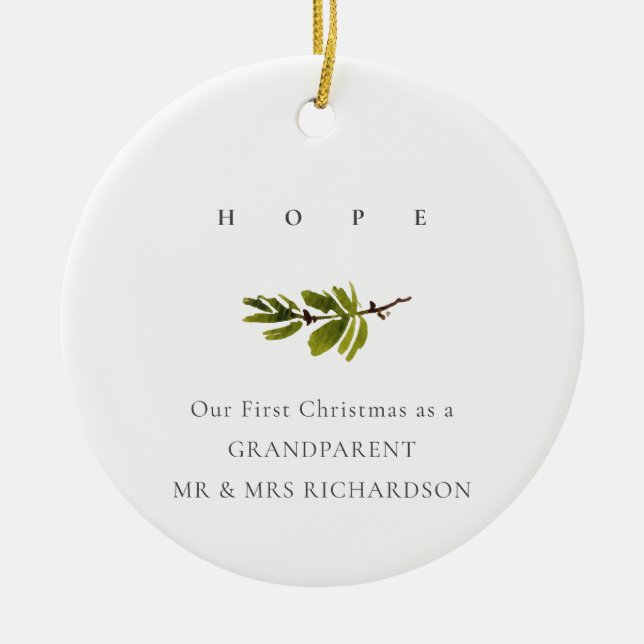 Gräs Gren vårt första julfoto hopp Julgransprydnad Keramik (Framsidan)