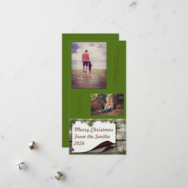 Gräs Grenar Grönt - Grundläggande jul Julkort (Fram/Back In Situ)