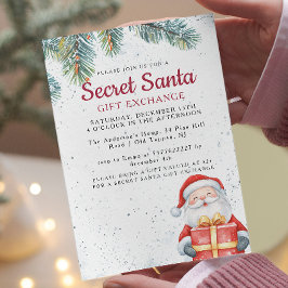 Gräs Grenar I Santa med gift Secret Santa Party Inbjudningar