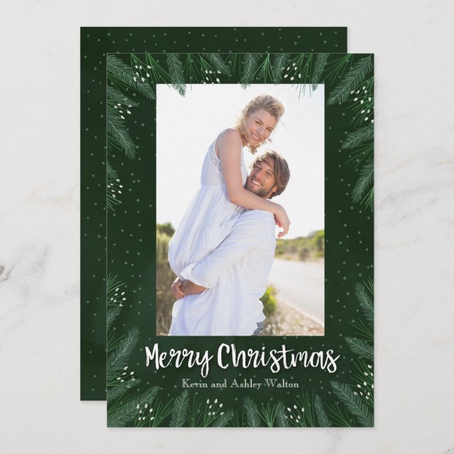 Gräs Grenar julfoto Julkort (Fram/baksida)