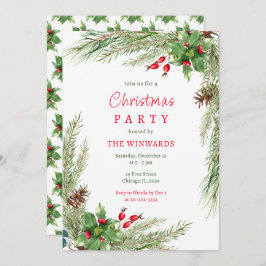 Gräs Grenar och Berries jul Party Inbjudningar