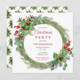 Gräs Grenar och Berries jul Party Inbjudningar