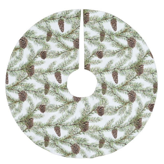 Gräs grenar och koner jul, nyår julgransmatta borstad polyester (Framsidan)